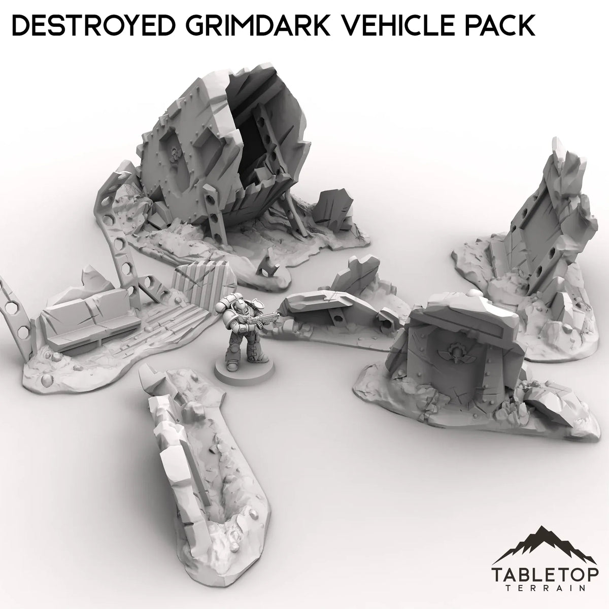 Tabletop Vehicles Destroyed Grimdark Vehicle Pack – Tabletop Terrain