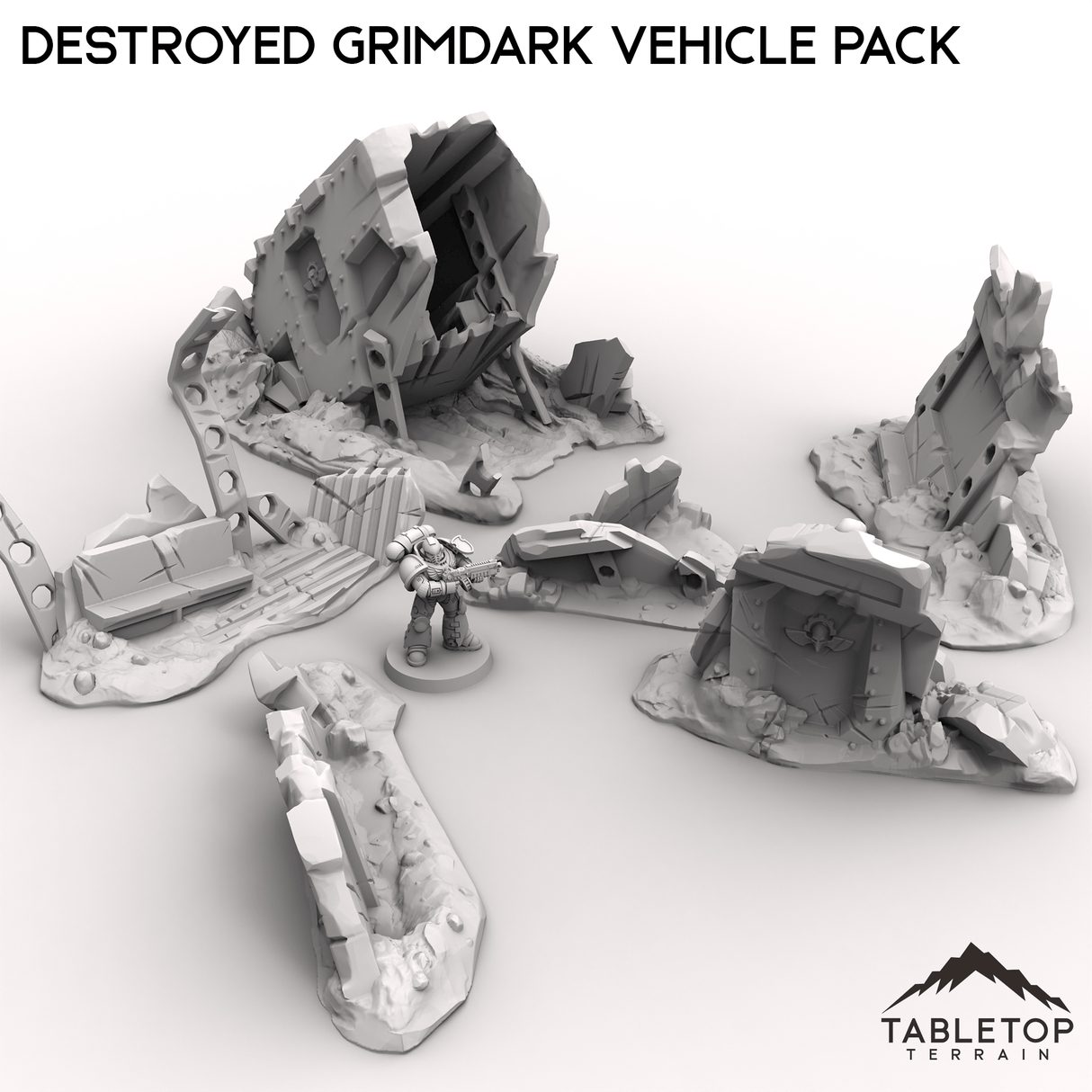 Tabletop Terrain Ruins Destroyed Grimdark Vehicle Pack