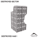 Tabletop Terrain Ruins Destroyed Hab 1 Destroyed Sector 8mm Scale Building Pack