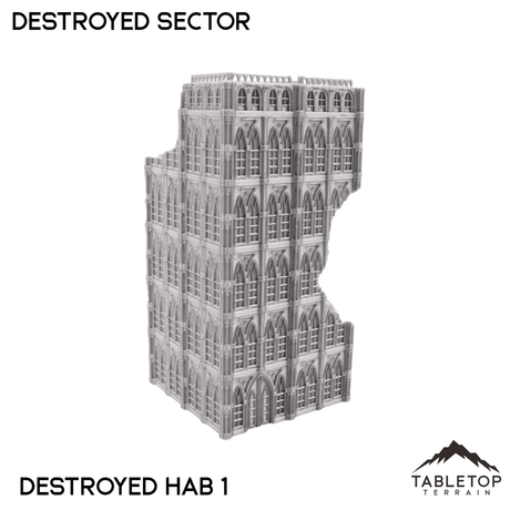 Tabletop Terrain Ruins Destroyed Hab 1 Destroyed Sector 8mm Scale Building Pack