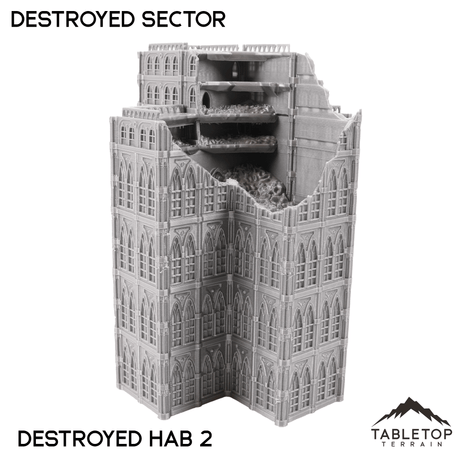 Tabletop Terrain Ruins Destroyed Hab 2 Destroyed Sector 8mm Scale Building Pack