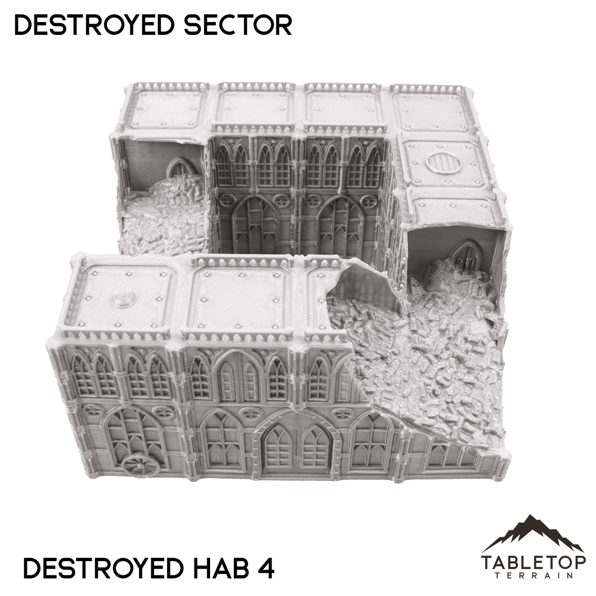 Tabletop Terrain Ruins Destroyed Hab 4 Destroyed Sector 8mm Scale Building Pack