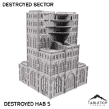 Tabletop Terrain Ruins Destroyed Hab 5 Destroyed Sector 8mm Scale Building Pack