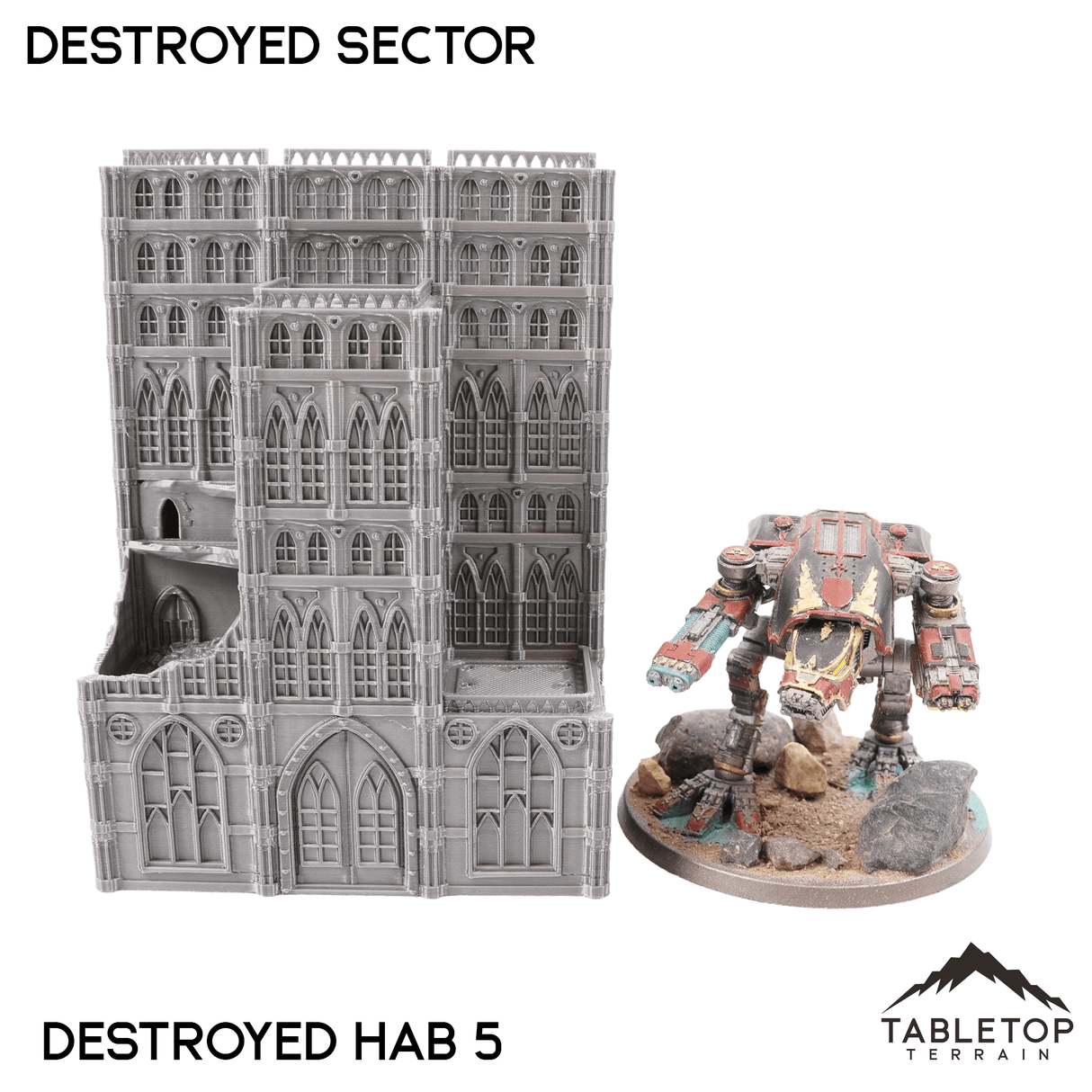 Tabletop Terrain Ruins Destroyed Sector 8mm Scale Building Pack