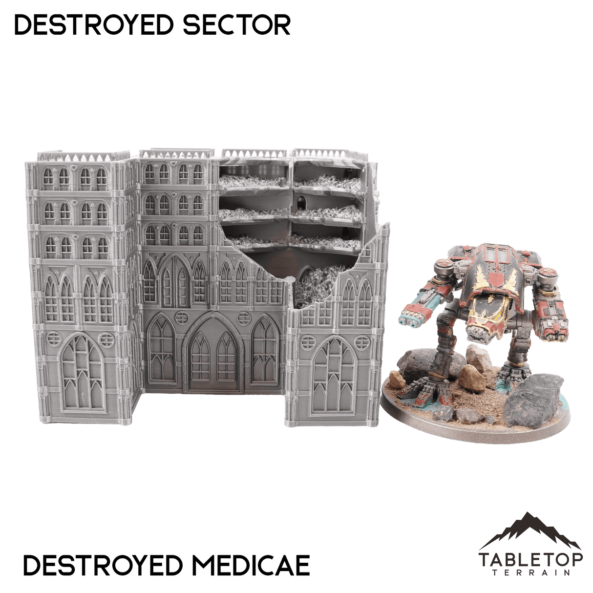 Tabletop Terrain Ruins Destroyed Sector 8mm Scale Building Pack