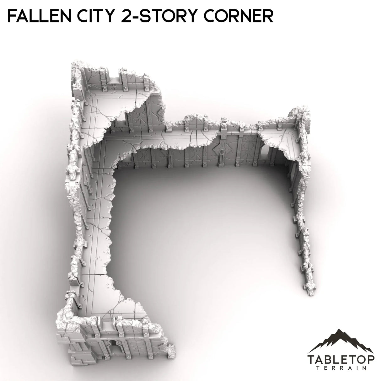 Tabletop Terrain Ruins Fallen City 2-Story Corner