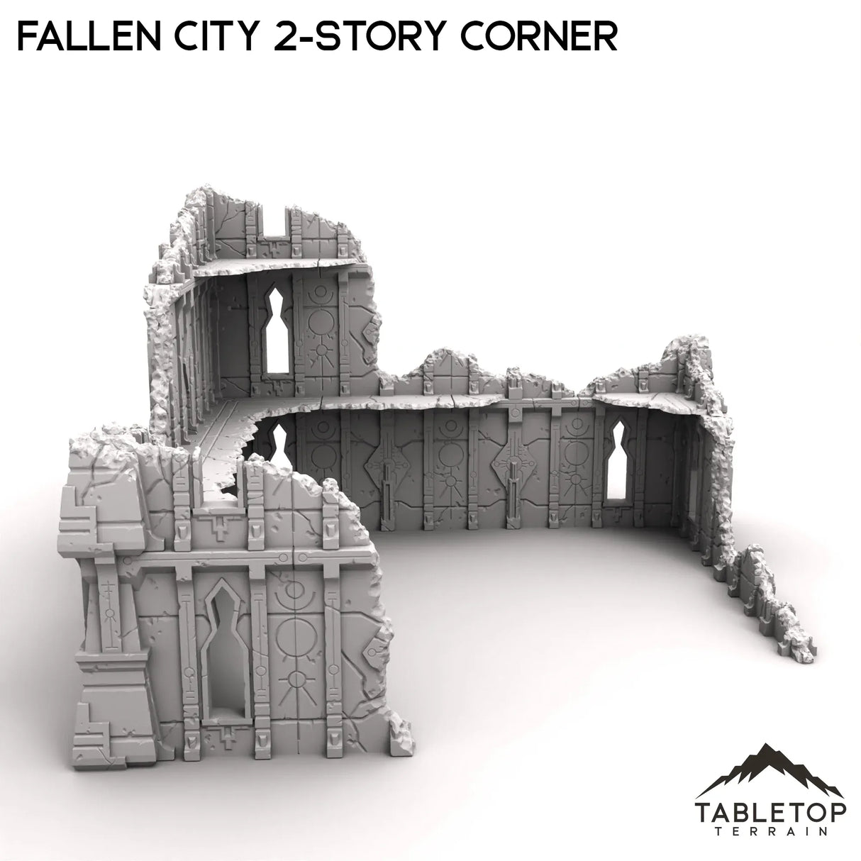 Tabletop Terrain Ruins Fallen City 2-Story Corner