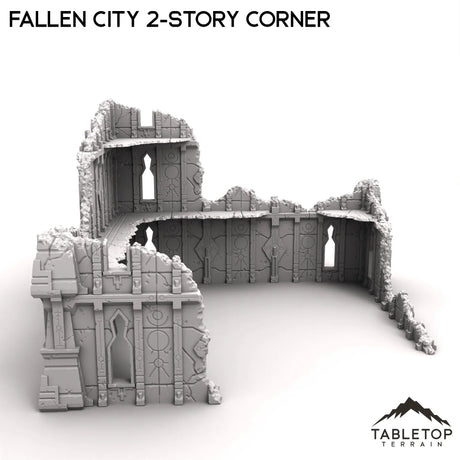 Tabletop Terrain Ruins Fallen City 2-Story Corner