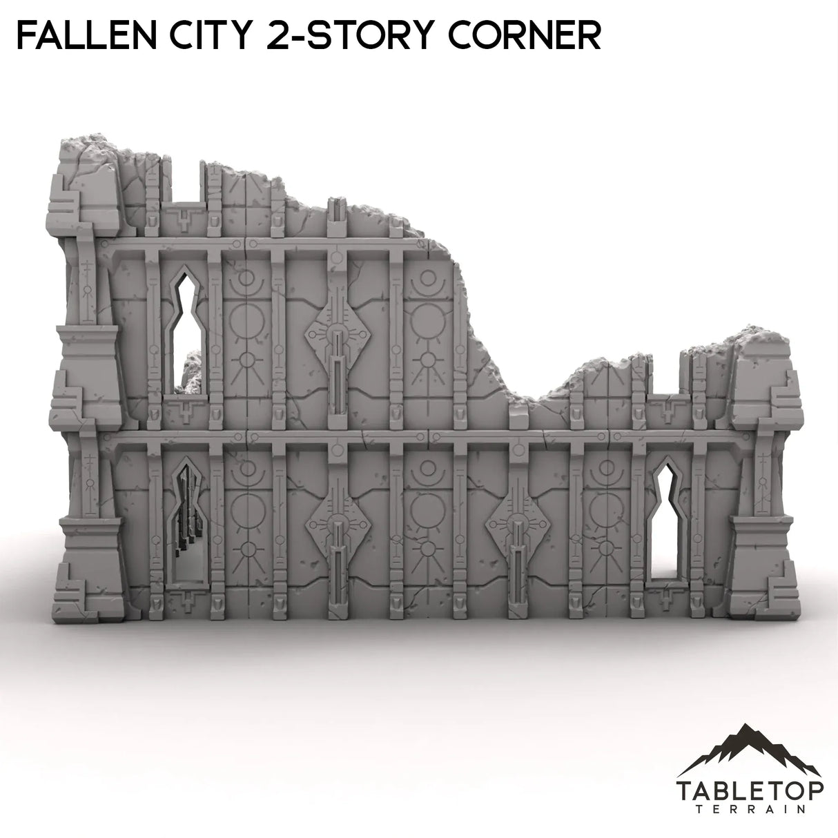 Tabletop Terrain Ruins Fallen City 2-Story Corner