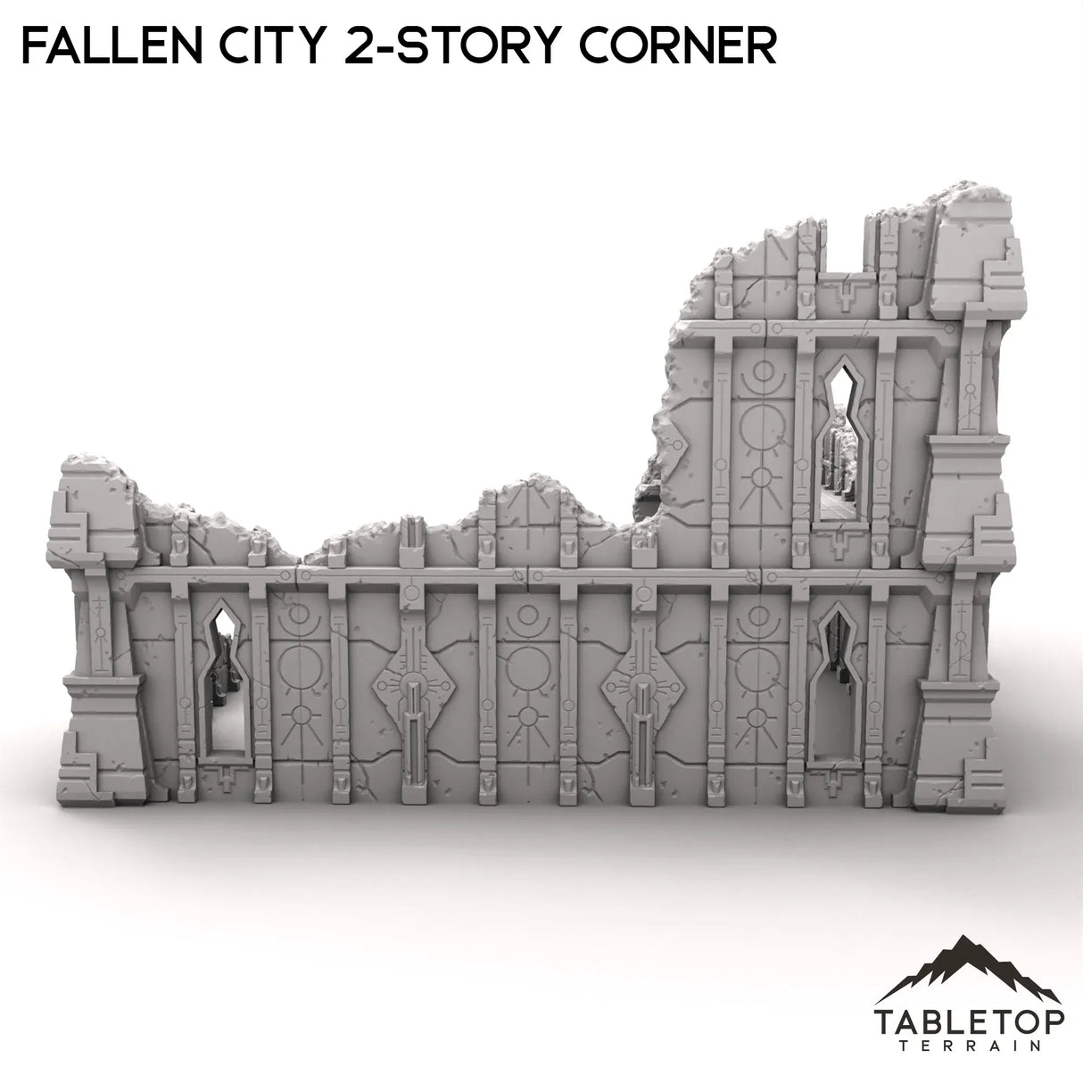 Tabletop Terrain Ruins Fallen City 2-Story Corner
