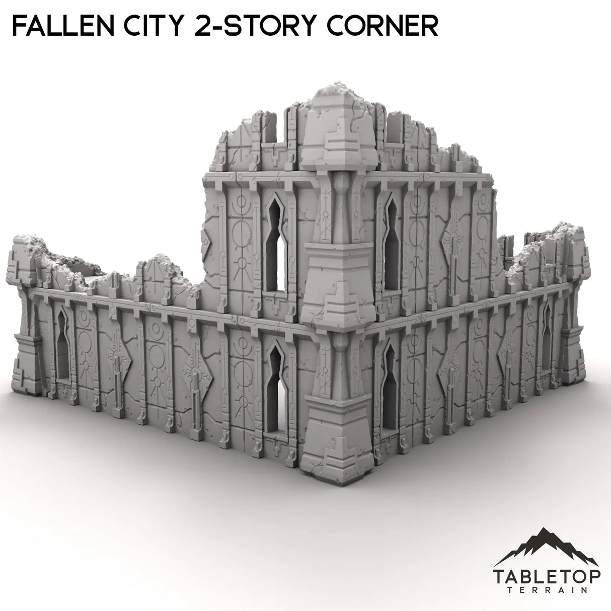 Tabletop Terrain Ruins Fallen City 2-Story Corner