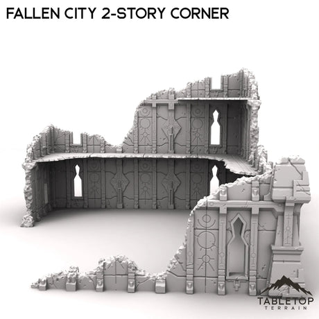 Tabletop Terrain Ruins Fallen City 2-Story Corner