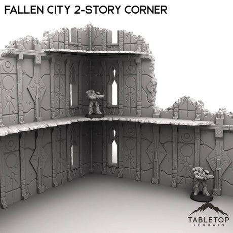 Tabletop Terrain Ruins Fallen City 2-Story Corner