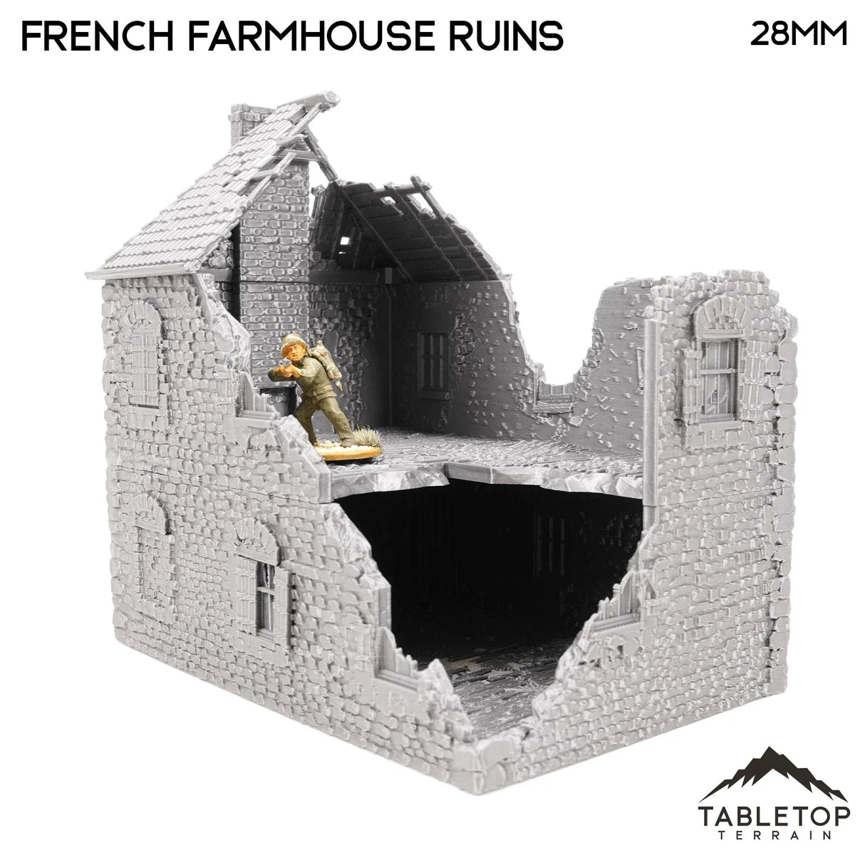 Tabletop Terrain Ruins French Farmhouse Ruins - WWII Building