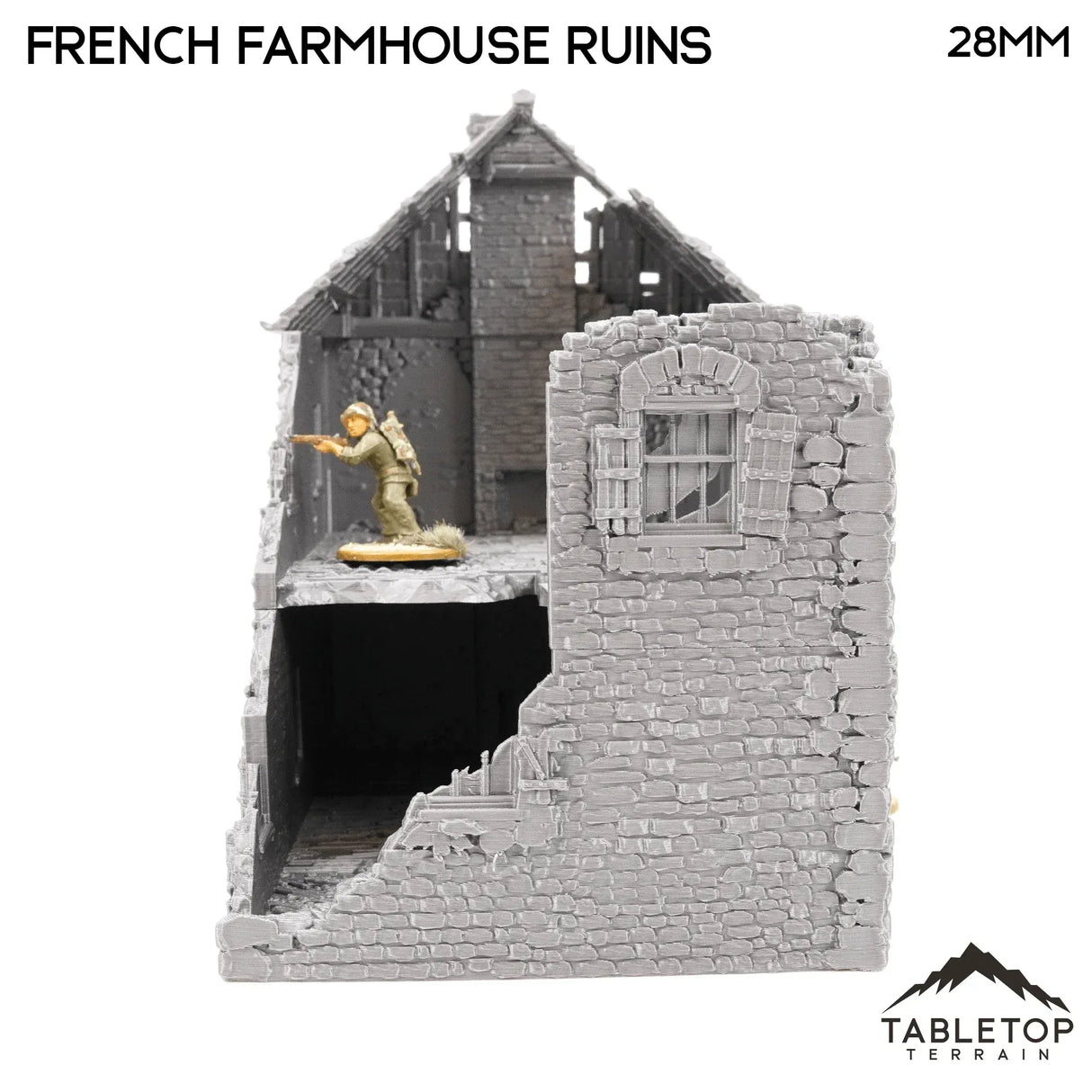 Tabletop Terrain Ruins French Farmhouse Ruins - WWII Building