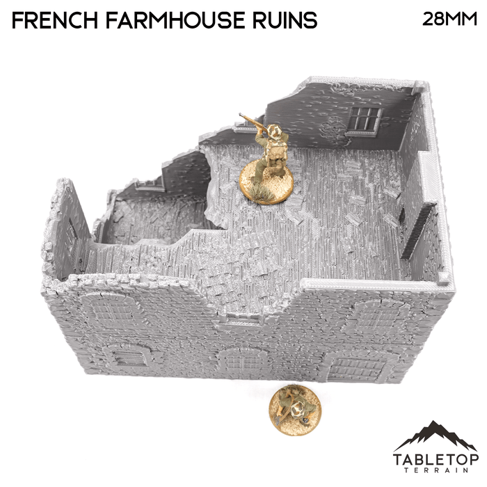 Tabletop Terrain Ruins French Farmhouse Ruins - WWII Building