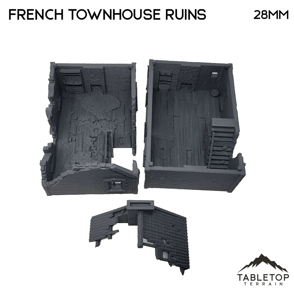 Tabletop Terrain Ruins French Townhouse Ruins - WWII Building
