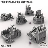 Tabletop Terrain Ruins Full Set / 32mm Medieval Ruined Cottages
