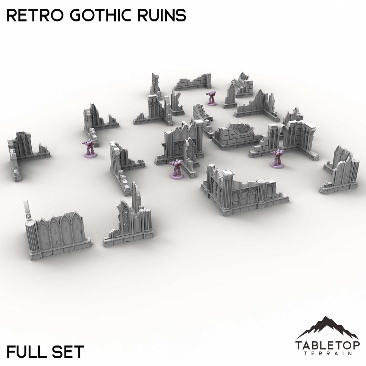 Tabletop Terrain Ruins Full Set / 32mm Retro Gothic Ruins