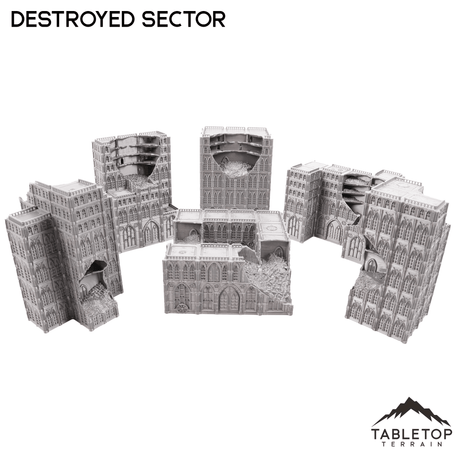 Tabletop Terrain Ruins Full Set Destroyed Sector 8mm Scale Building Pack