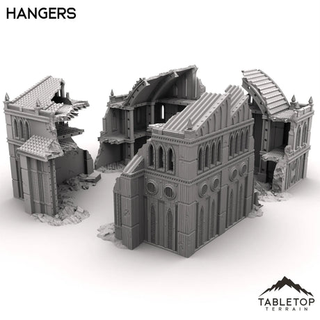 Tabletop Terrain Ruins Hangars - Phoebian V Airfield