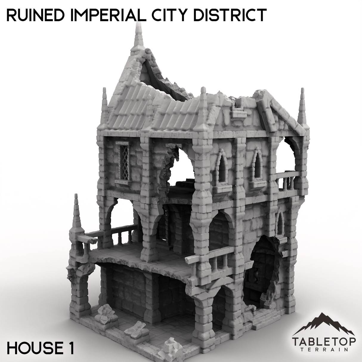 Tabletop Terrain Ruins House 1 / 32mm Ruined Imperial City District