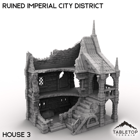 Tabletop Terrain Ruins House 3 / 32mm Ruined Imperial City District