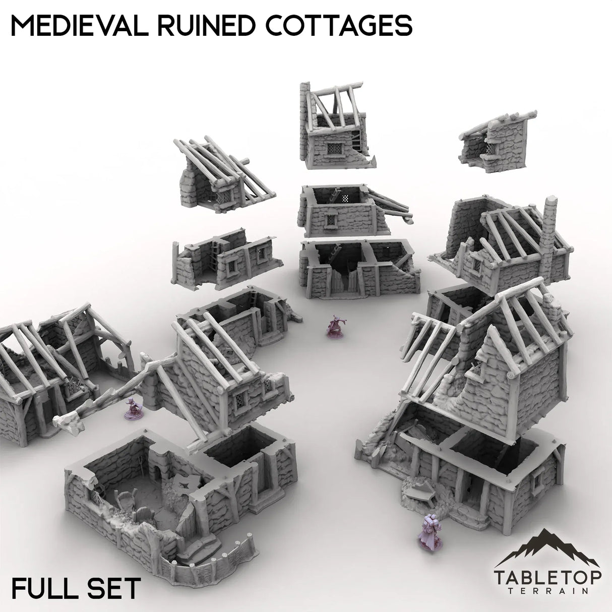 Tabletop Terrain Ruins Medieval Ruined Cottages