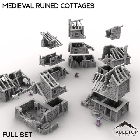 Tabletop Terrain Ruins Medieval Ruined Cottages