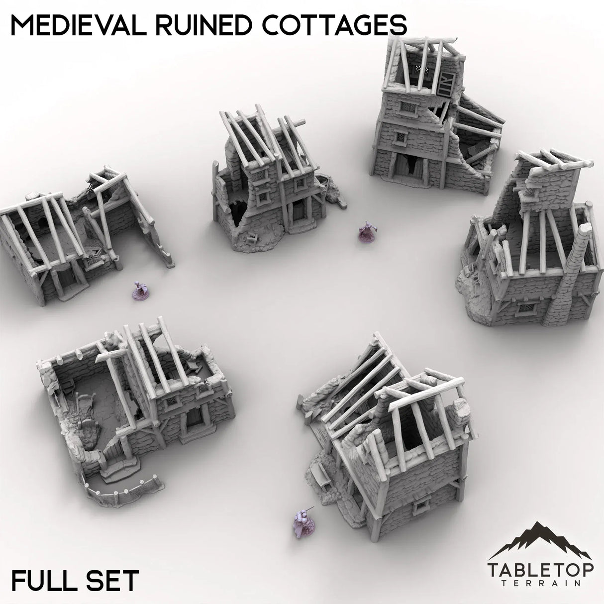 Tabletop Terrain Ruins Medieval Ruined Cottages