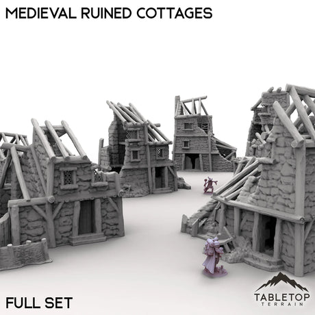 Tabletop Terrain Ruins Medieval Ruined Cottages