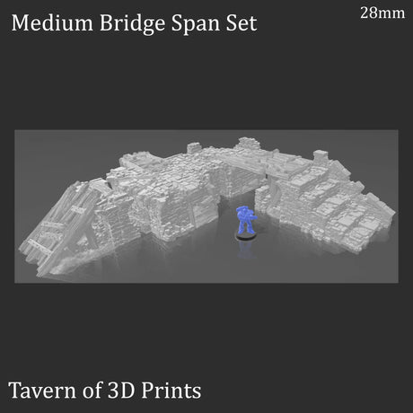Tabletop Terrain Ruins Medium Bridge Span Set 32mm Ruined Bridge Spans - Fantasy Ruins