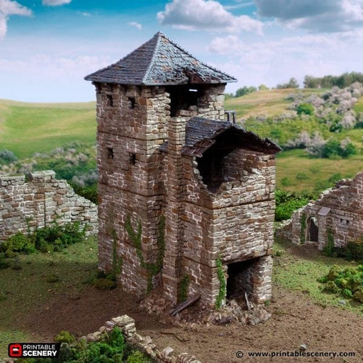 Tabletop Terrain Ruins Ruined Black Rock Keep - Country & King - Fantasy Historical Ruins