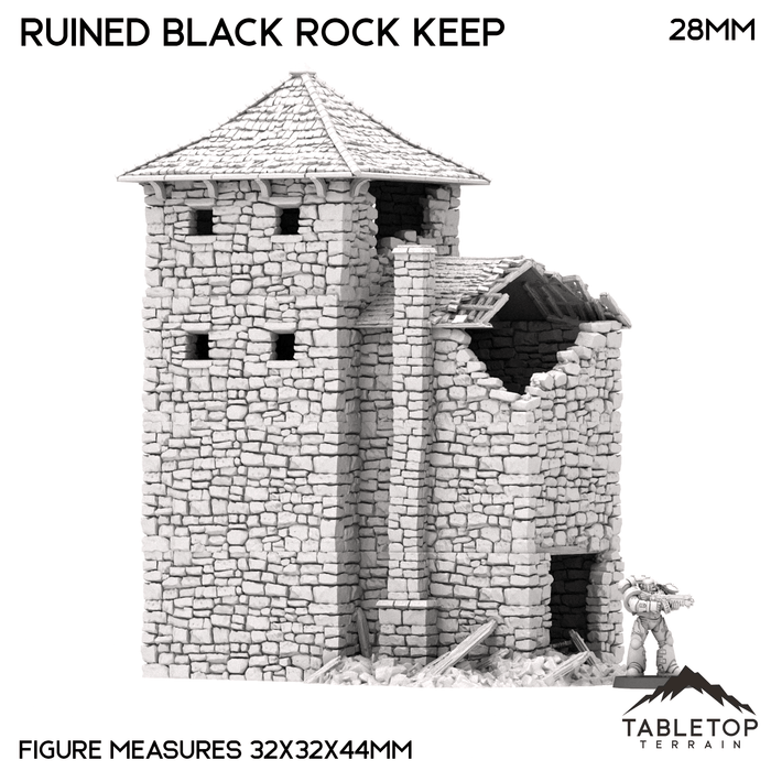 Tabletop Terrain Ruins Ruined Black Rock Keep - Country & King - Fantasy Historical Ruins Tabletop Terrain