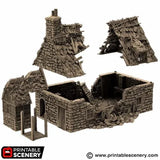 Tabletop Terrain Ruins Ruined Country Manor - Country & King - Fantasy Historical Ruins