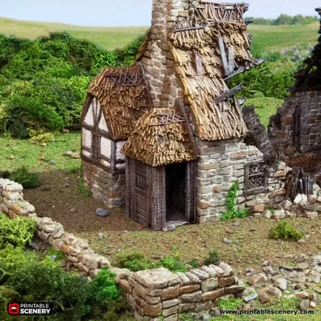 Tabletop Terrain Ruins Ruined Country Manor - Country & King - Fantasy Historical Ruins
