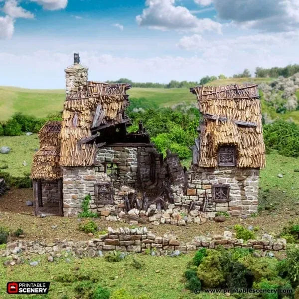 Tabletop Terrain Ruins Ruined Country Manor - Country & King - Fantasy Historical Ruins