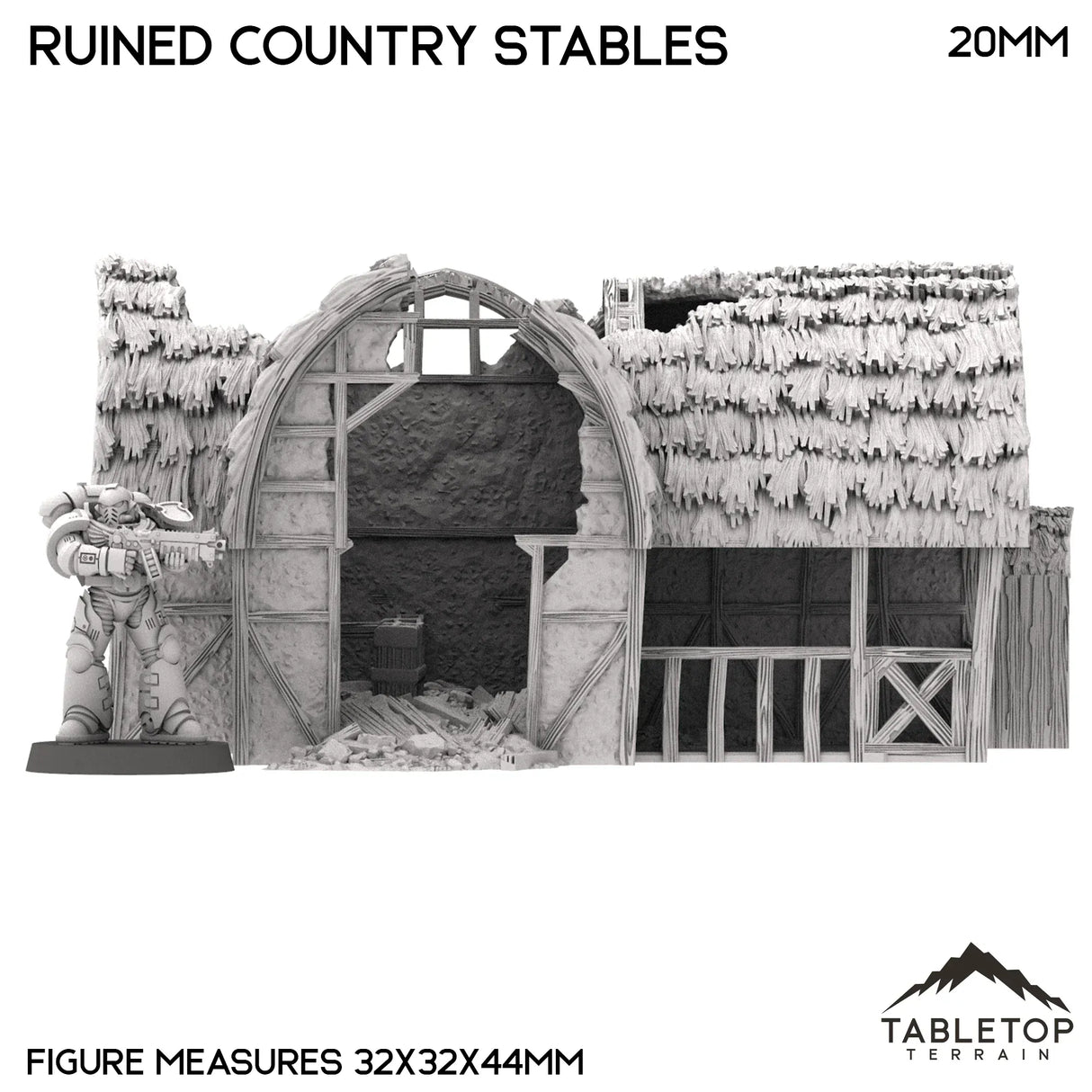 Tabletop Terrain Ruins Ruined Country Stables - Country & King - Fantasy Historical Ruins