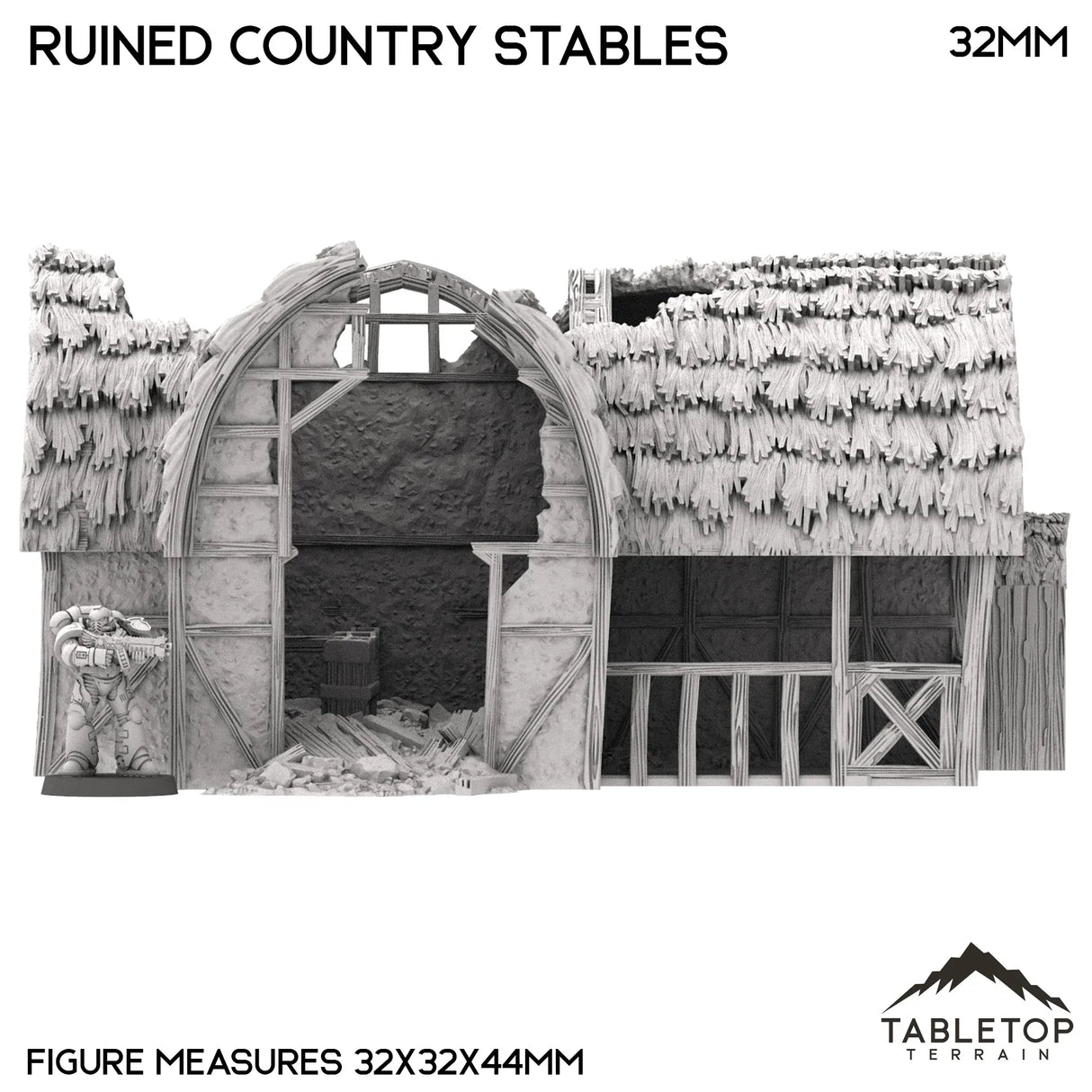 Tabletop Terrain Ruins Ruined Country Stables - Country & King - Fantasy Historical Ruins