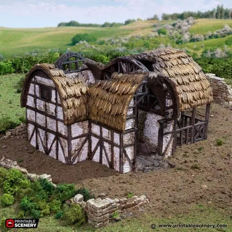 Tabletop Terrain Ruins Ruined Country Stables - Country & King - Fantasy Historical Ruins
