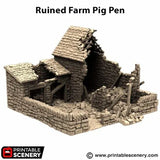 Tabletop Terrain Ruins Ruined Farm Pig Pen - Country & King - Fantasy Historical Building