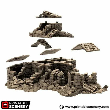 Tabletop Terrain Ruins Ruined French Mausoleum - Country & King - Fantasy Historical Ruins