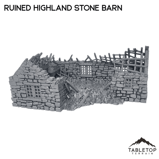 Tabletop Terrain Ruins Ruined Highland Stone Barn - Country & King - Fantasy Historical Ruins Tabletop Terrain