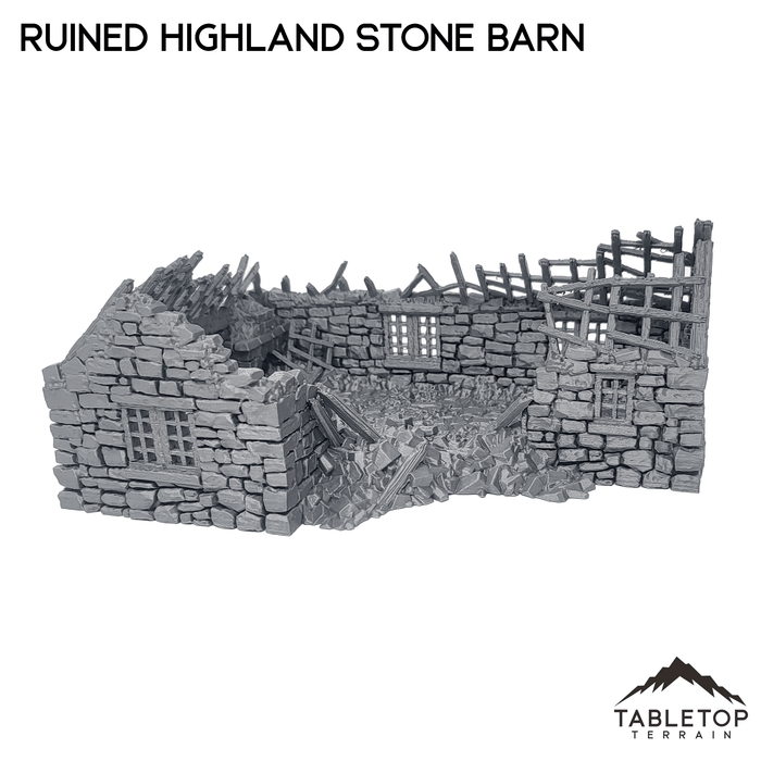 Tabletop Terrain Ruins Ruined Highland Stone Barn - Country & King - Fantasy Historical Ruins