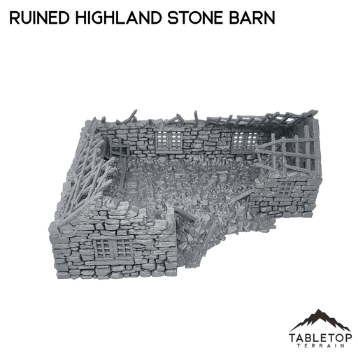 Tabletop Terrain Ruins Ruined Highland Stone Barn - Country & King - Fantasy Historical Ruins