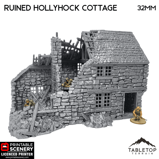 Tabletop Terrain Ruins Ruined Hollyhock Cottage - Country & King - Fantasy Historical Ruins