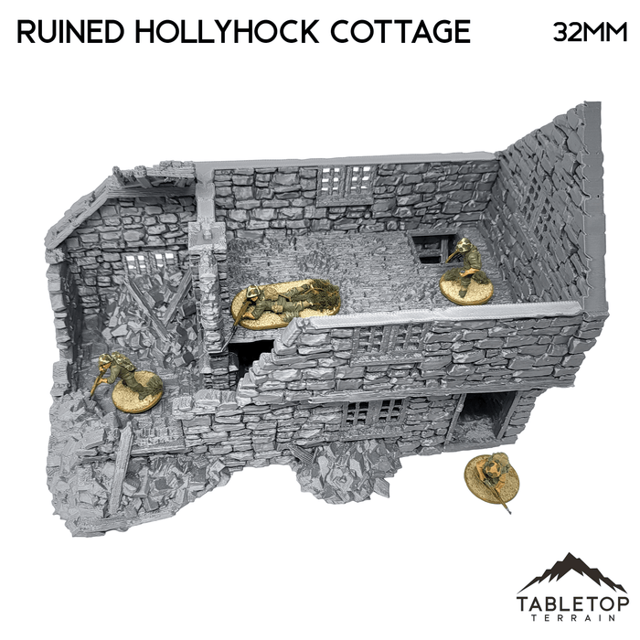 Tabletop Terrain Ruins Ruined Hollyhock Cottage - Country & King - Fantasy Historical Ruins Tabletop Terrain