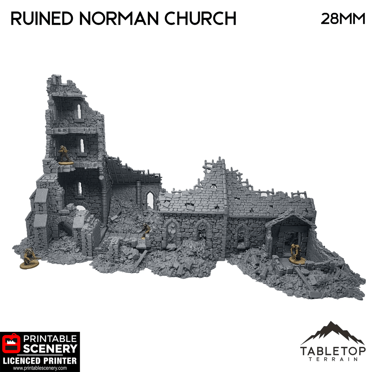 Tabletop Terrain Ruins Ruined Norman Church - Country & King - Fantasy Historical Ruins