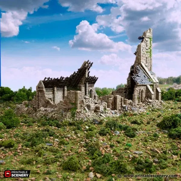 Tabletop Terrain Ruins Ruined Norman Church - Country & King - Fantasy Historical Ruins