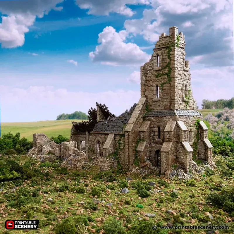 Tabletop Terrain Ruins Ruined Norman Church - Country & King - Fantasy Historical Ruins